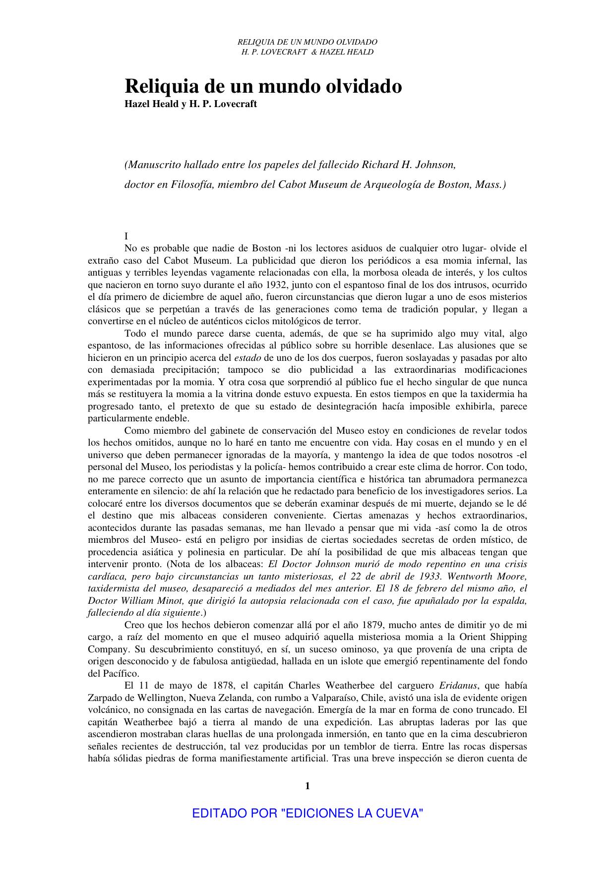 Reliquia de un mundo olvidado