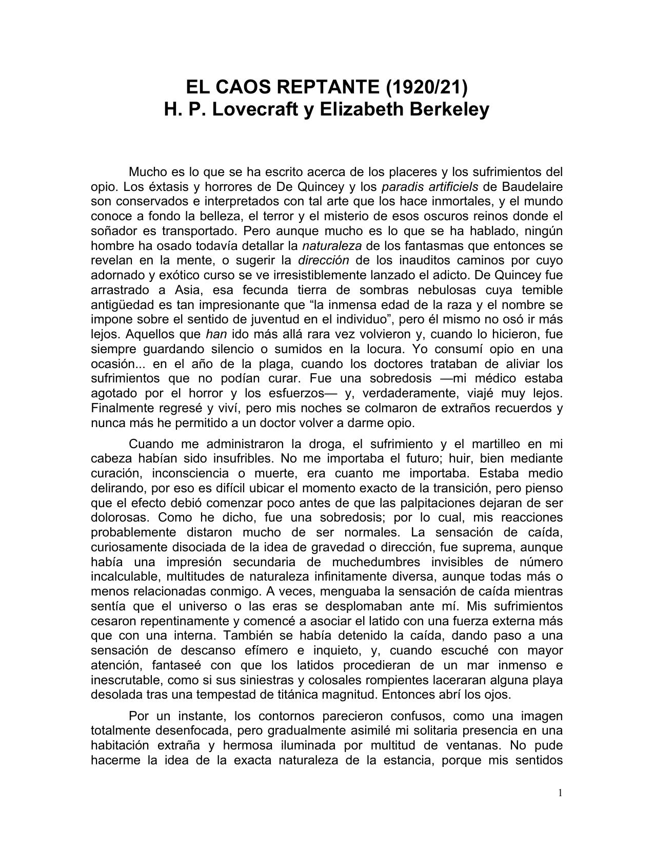 El Caos Reptante (1920/21)