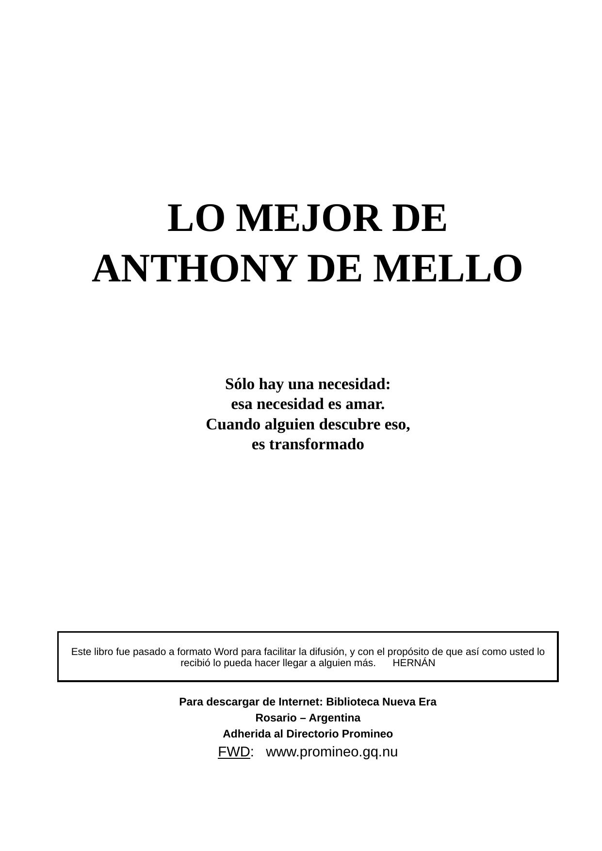 LO MEJOR DE ANTHONY DE MELLO