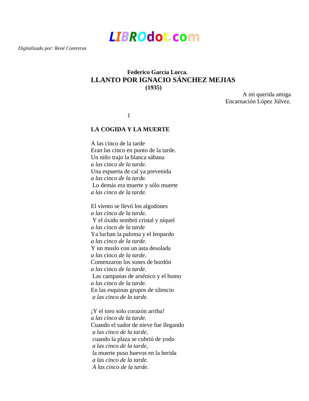 Llanto por Ignacio Sánchez Mejías