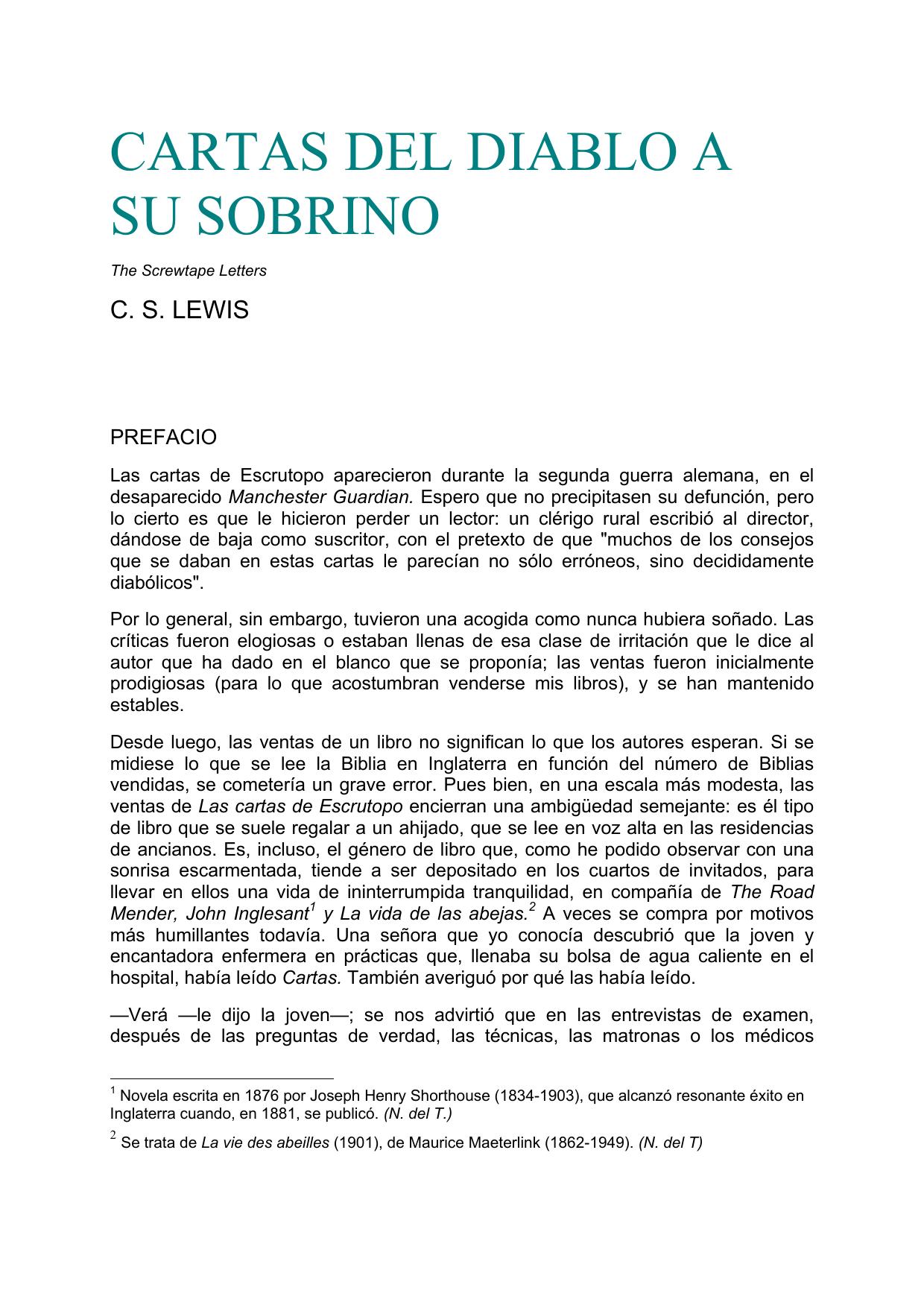 CARTAS DEL DIABLO A SU SOBRINO
