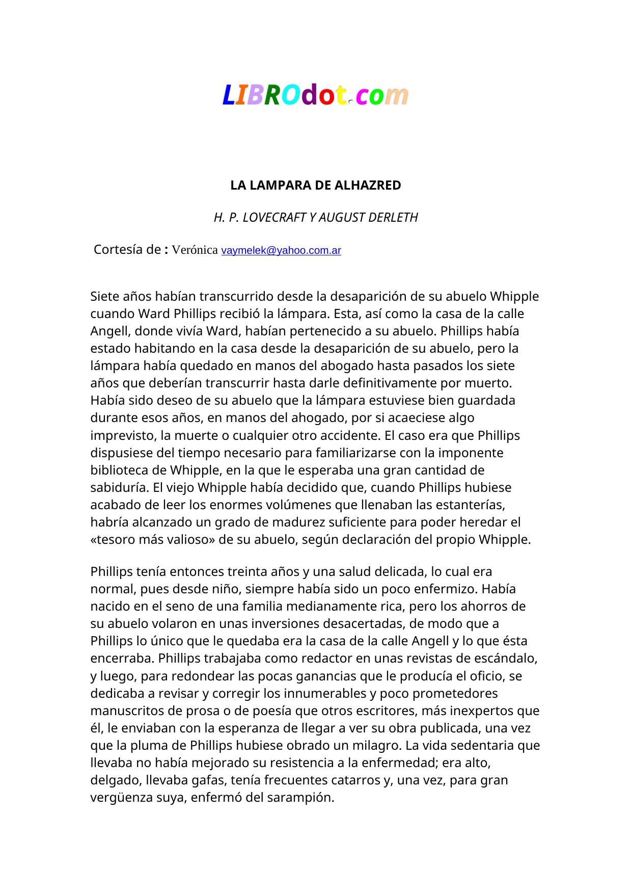 LA LAMPARA DE ALHAZRED