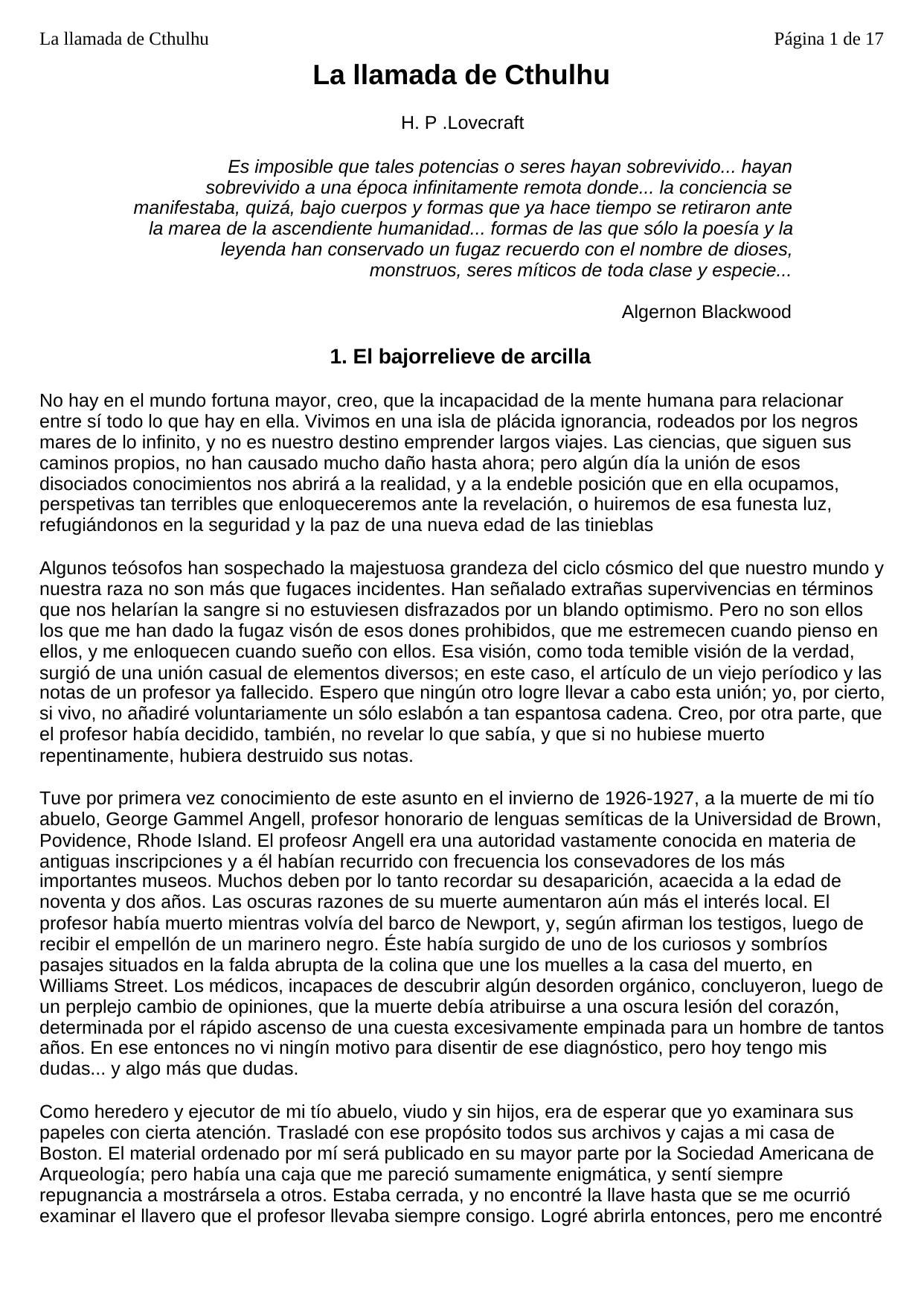 La llamada de Cthulhu