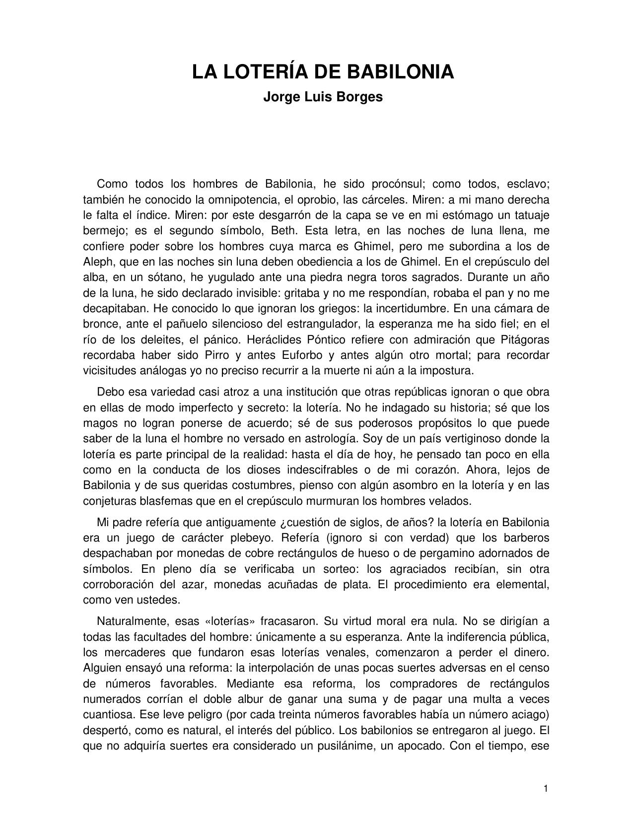 La lotería de babilonia