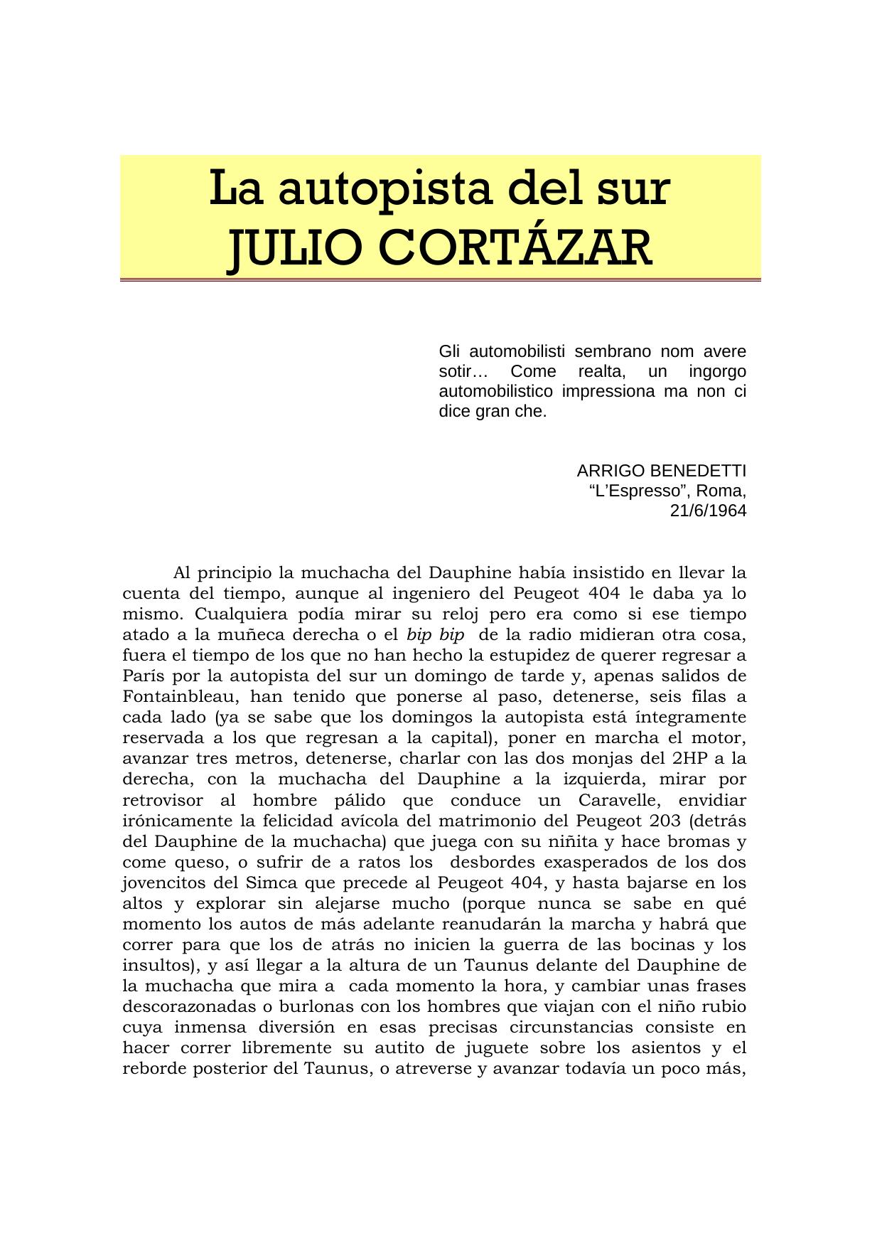 Microsoft Word - JULIO CORTAZAR LA AUTOPISTA DEL SUR.doc