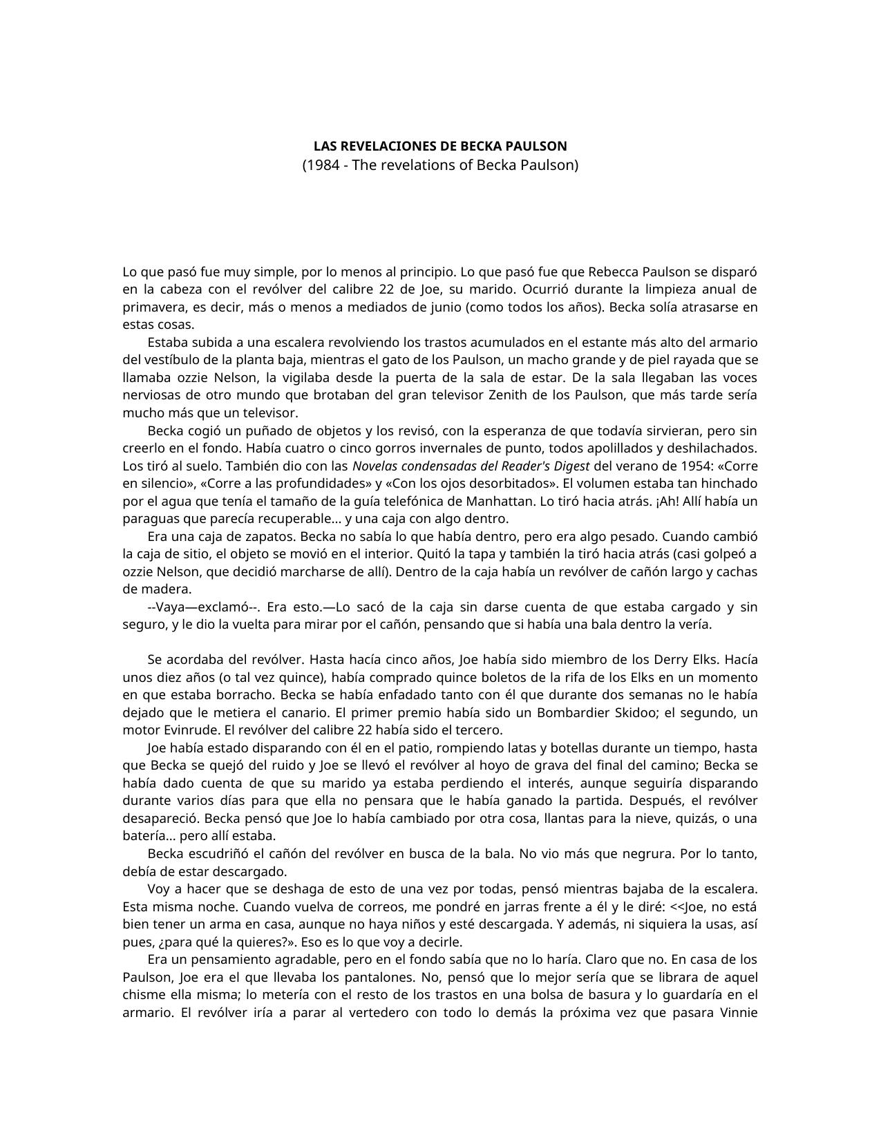 LAS REVELACIONES DE BECKA PAULSON