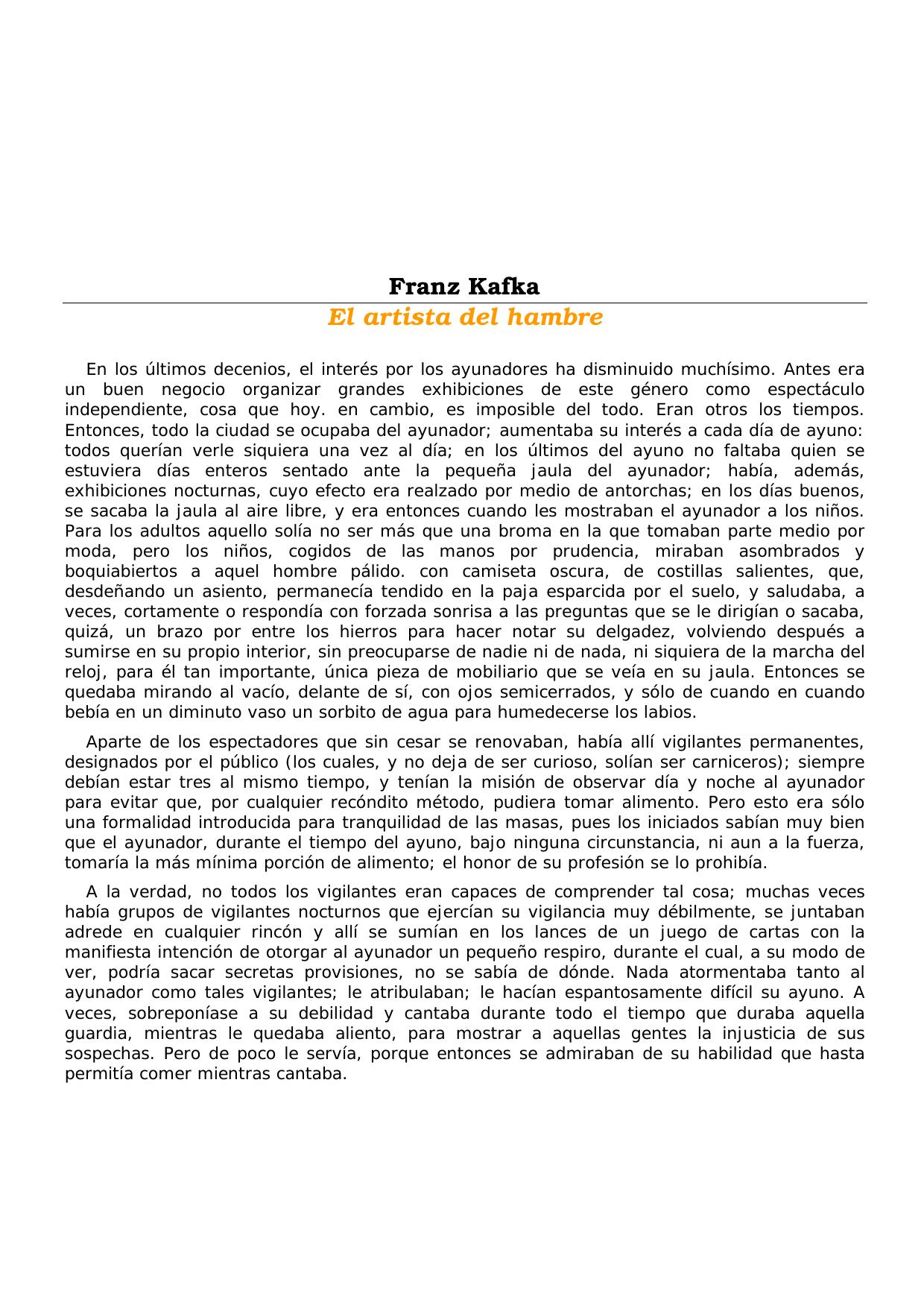 El artista del hambre