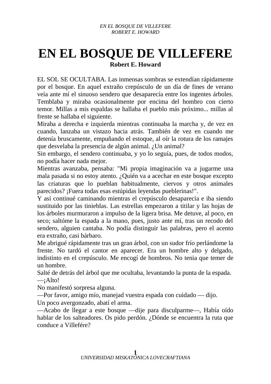 EN EL BOSQUE DE VILLEFERE
