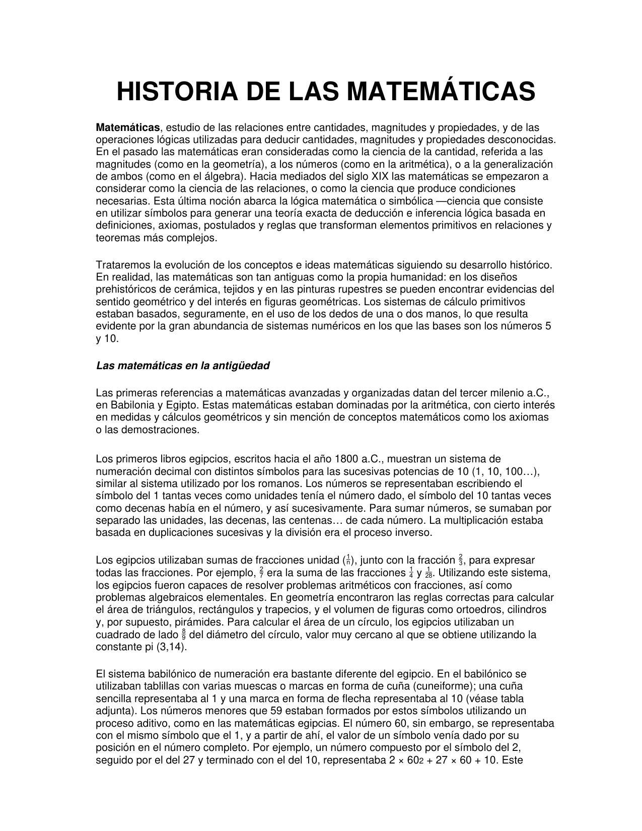 Historia de las Matemáticas