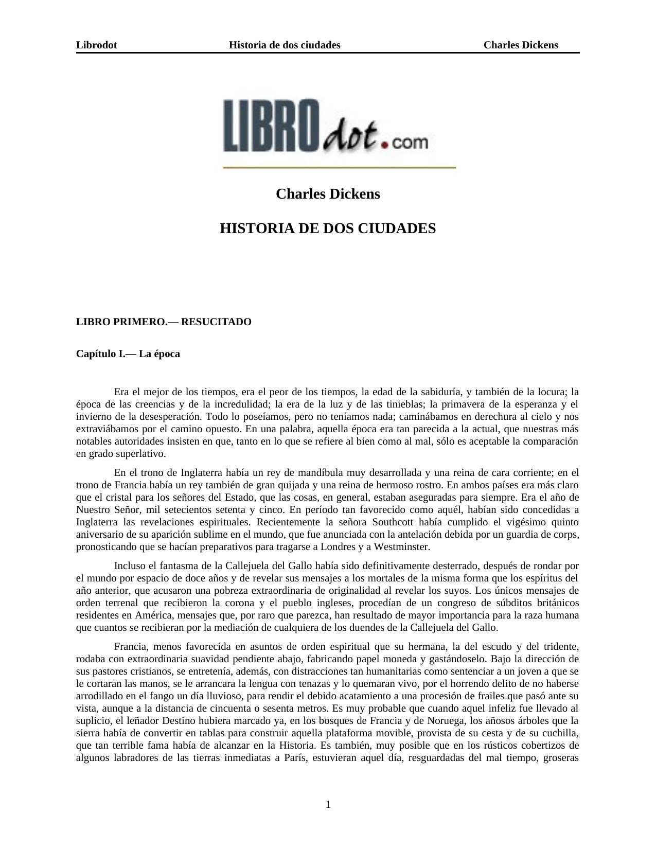 HISTORIA DE DOS CIUDADES