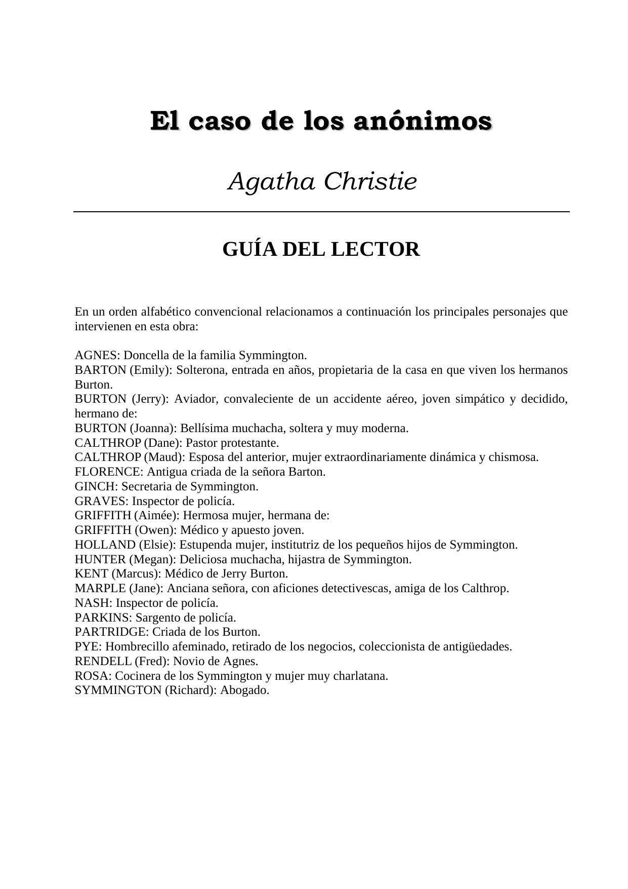 Microsoft Word - Christie, Agatha - El Caso De Los Anonimos.Doc
