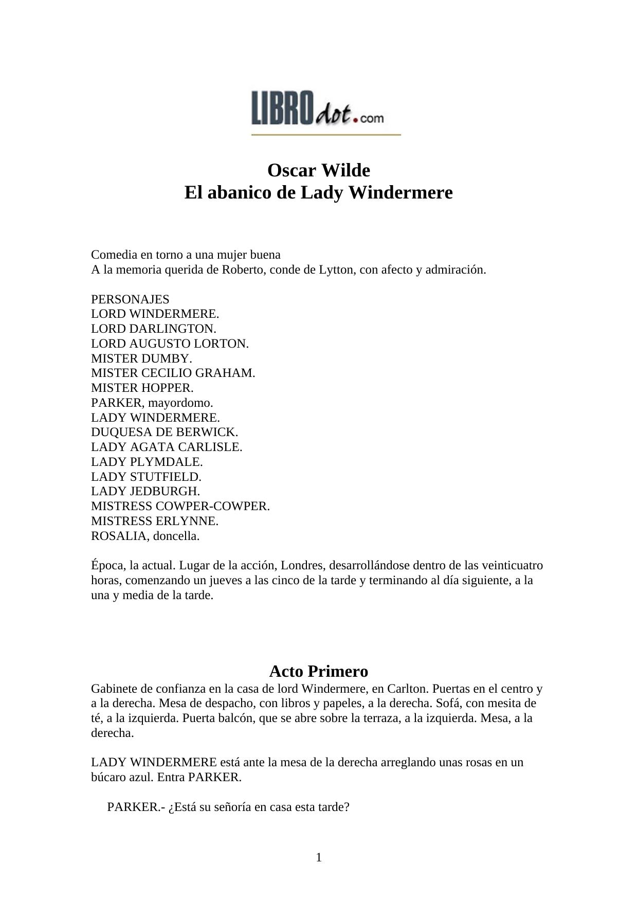 El abanico de Lady Windermere