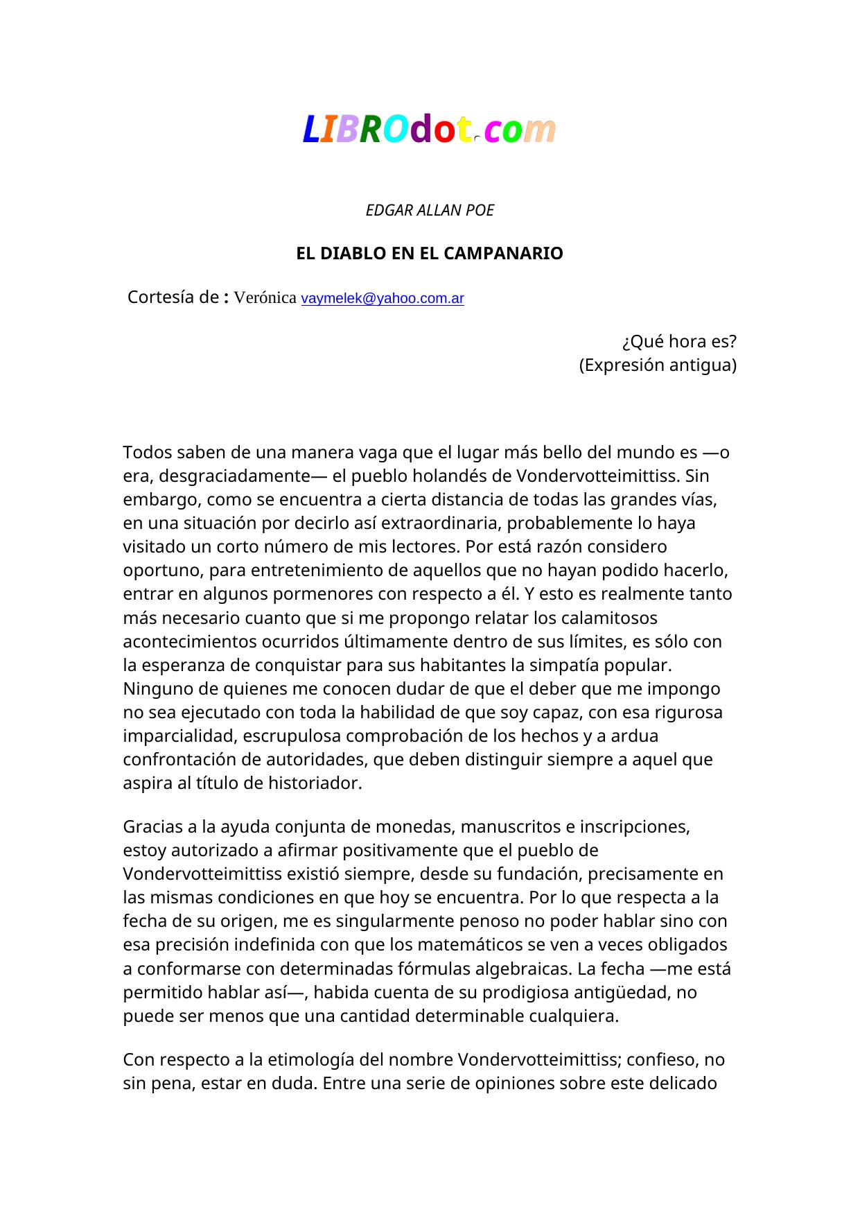 EL DIABLO EN EL CAMPANARIO