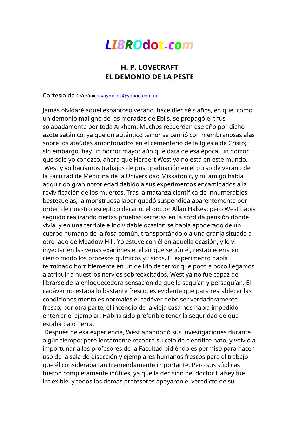 EL DEMONIO DE LA PESTE