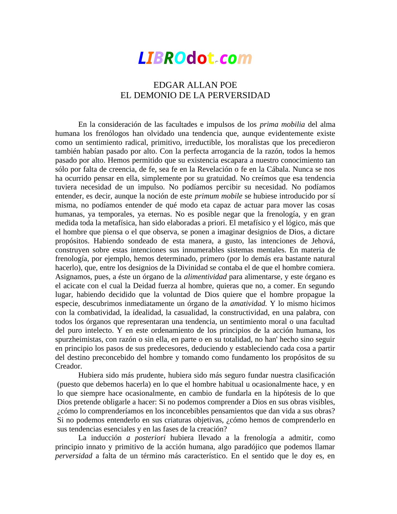 EL DEMONIO DE LA PERVERSIDAD