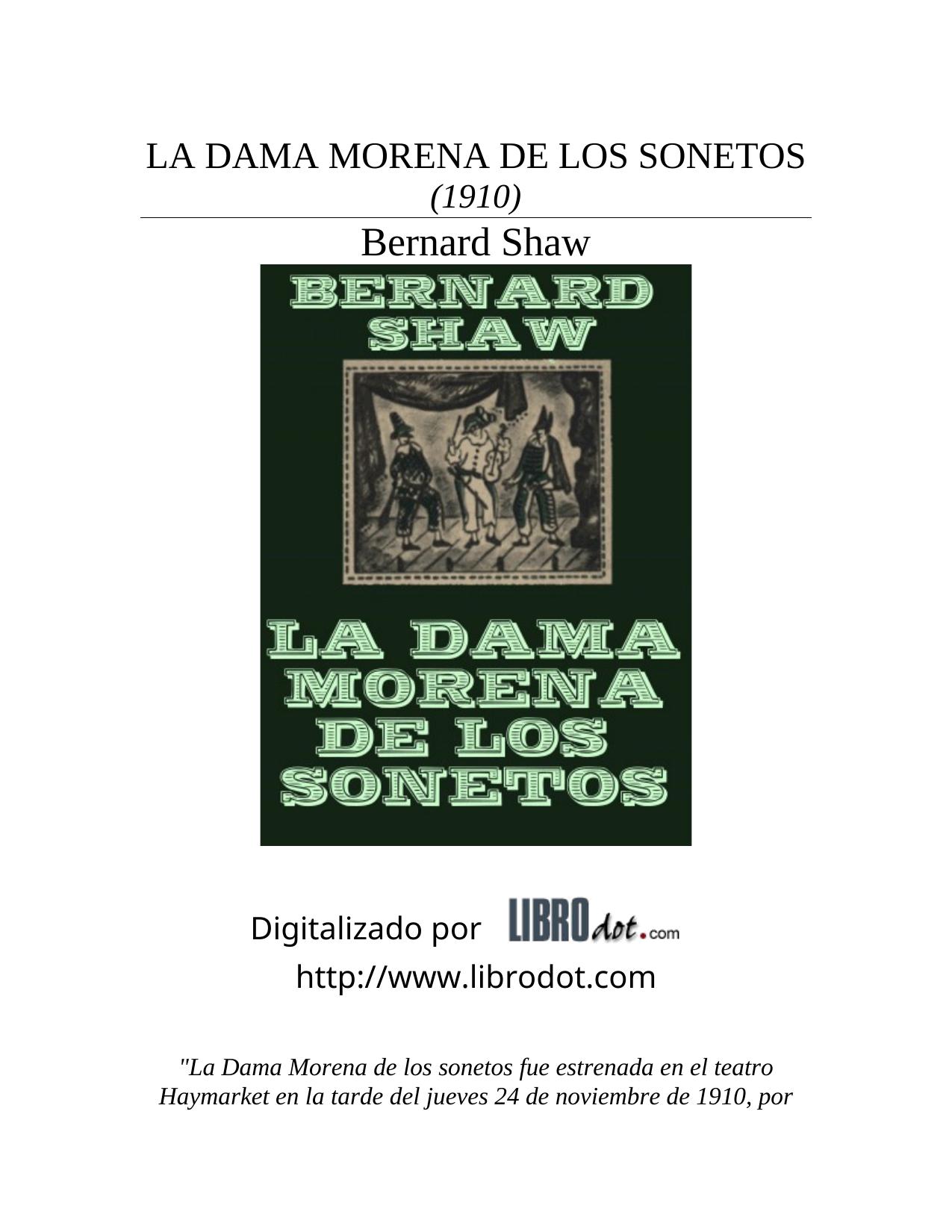 LA DAMA MORENA DE LOS SONETOS