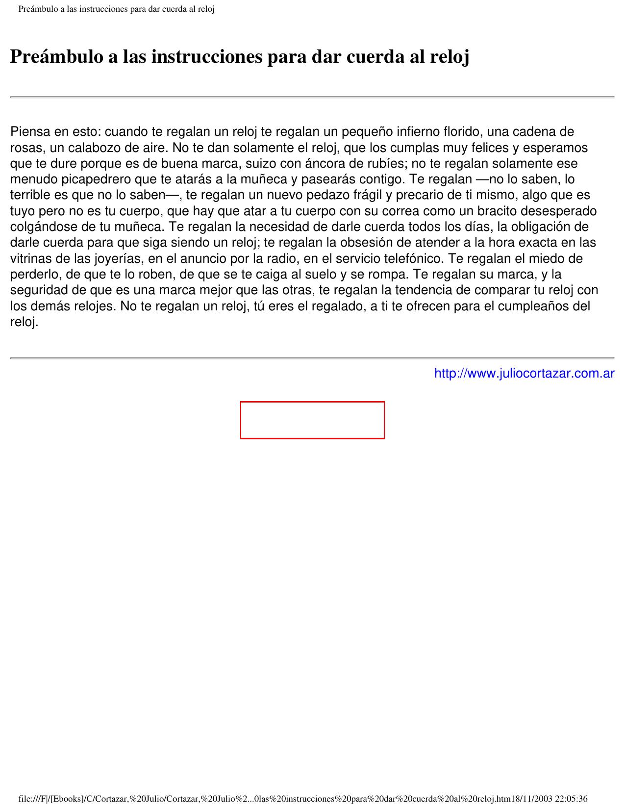 Preámbulo a las instrucciones para dar cuerda al reloj