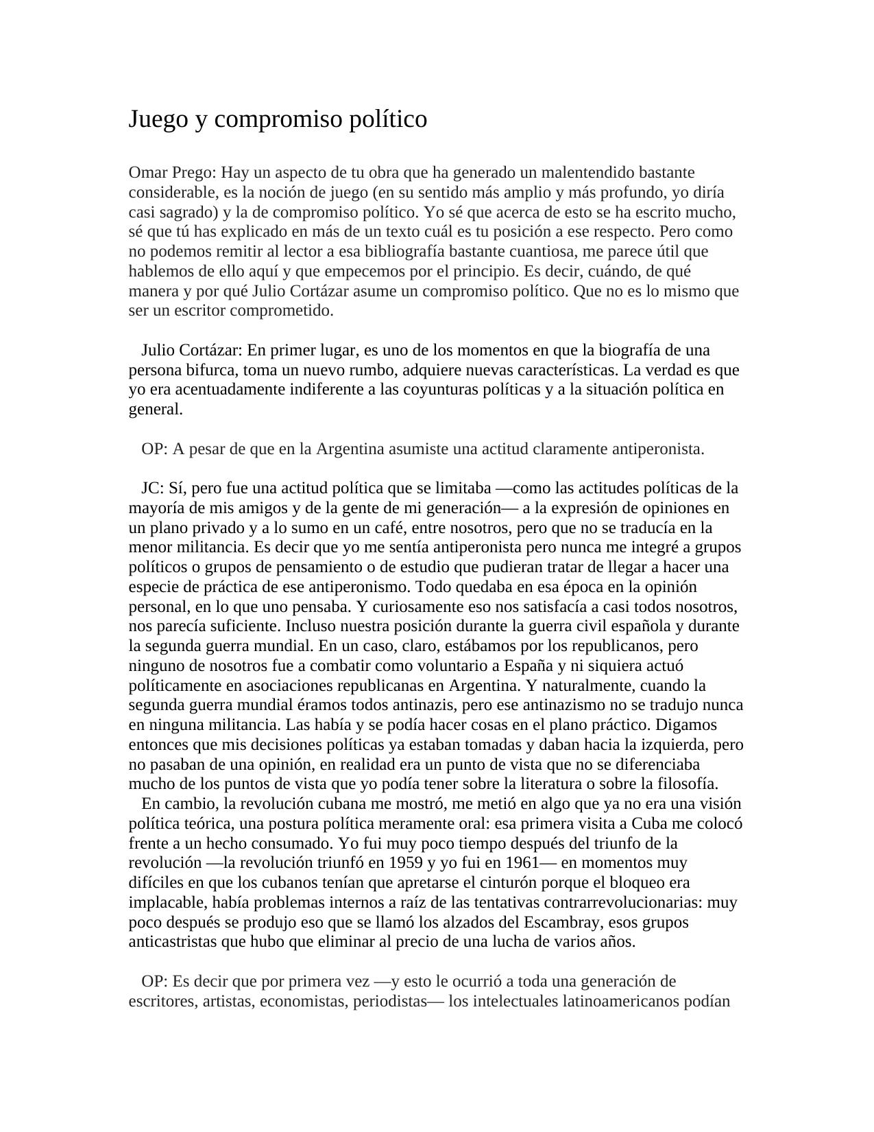 Juego y compromiso político