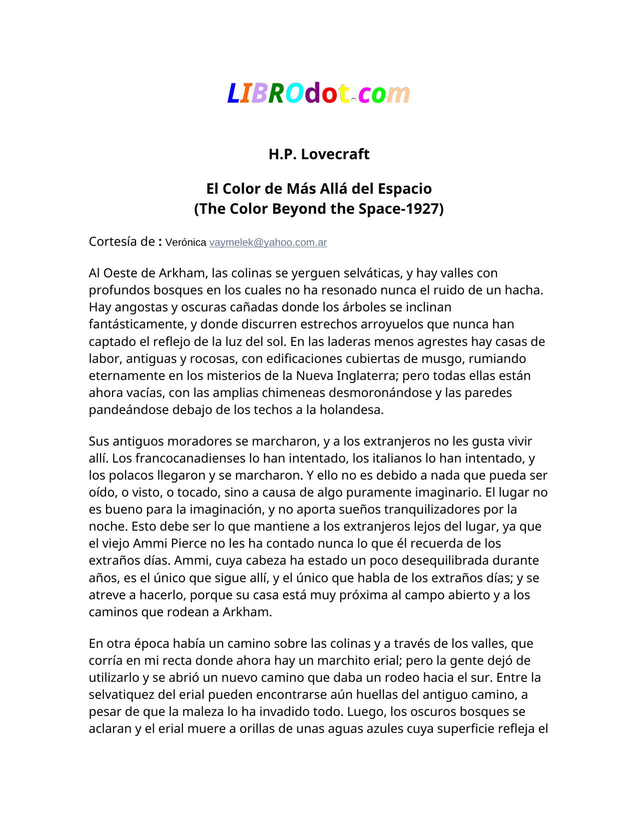 El Color de Más Allá del Espacio