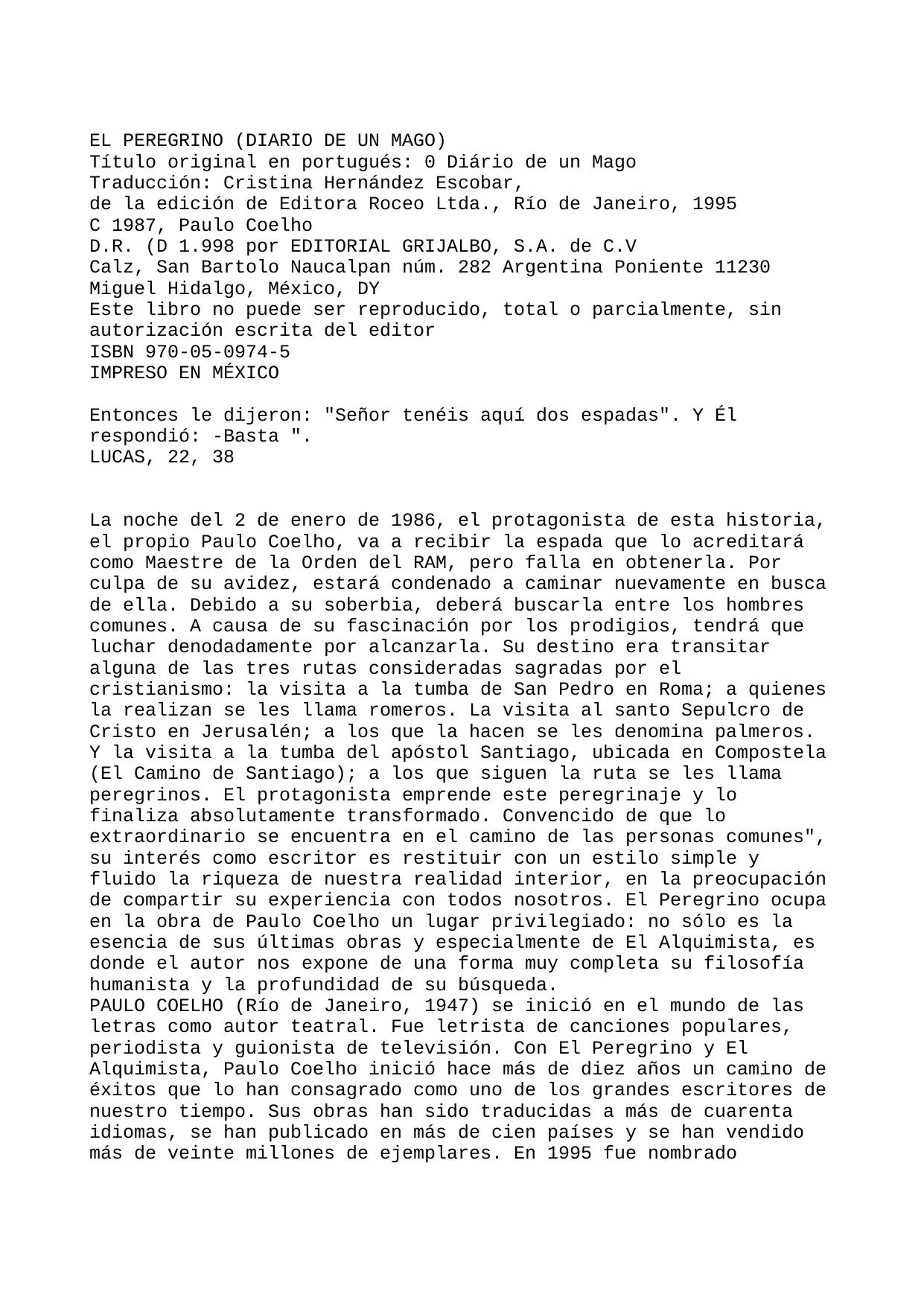 El PEREGRINO (Díalío de un mago)