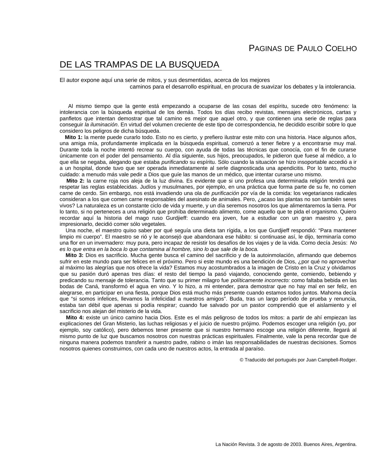 De las trampas de la búsqueda