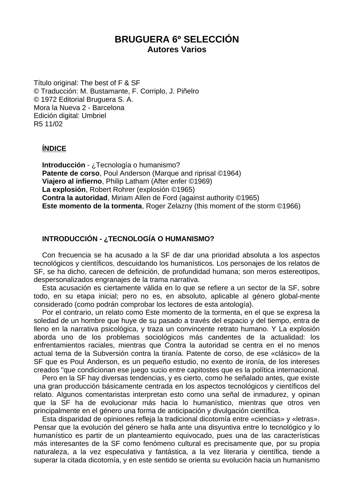 BRUGUERA 6º SELECCIÓN