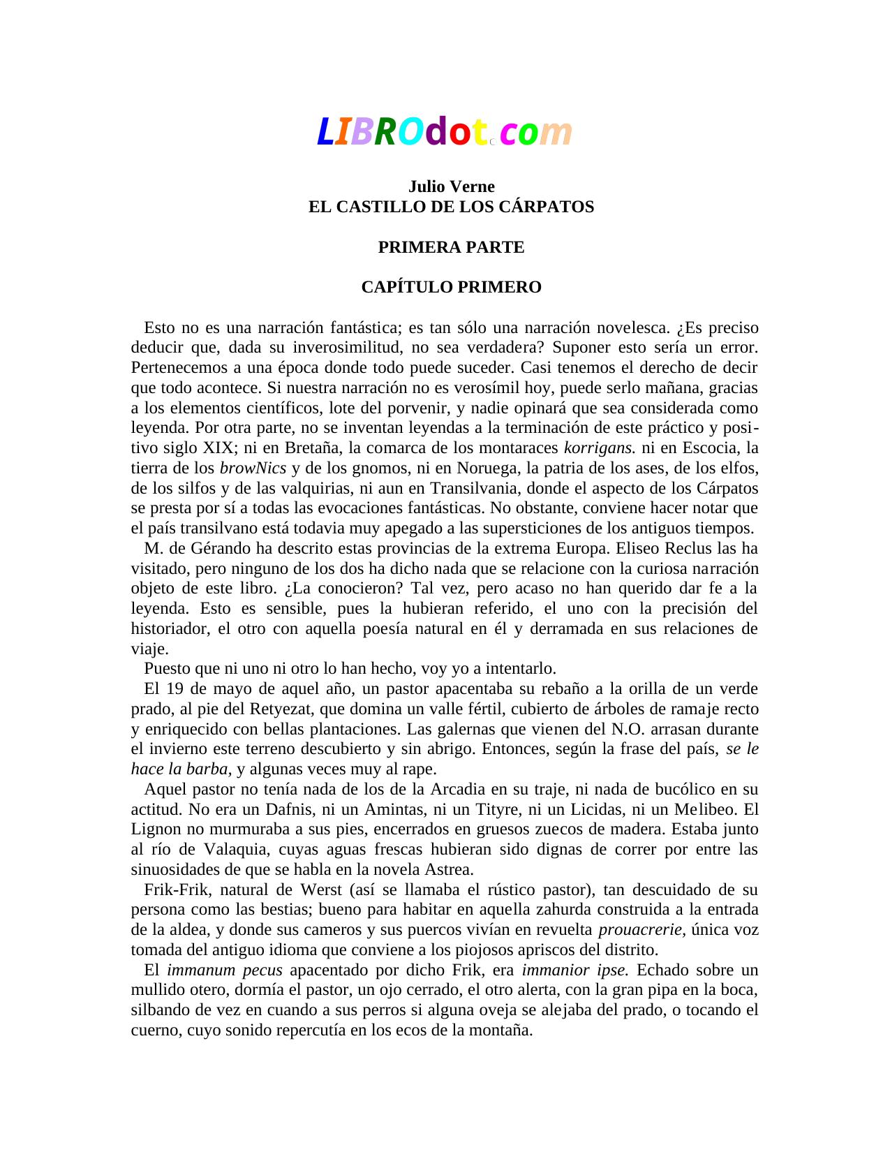 EL CASTILLO DE LOS CÁRPATOS