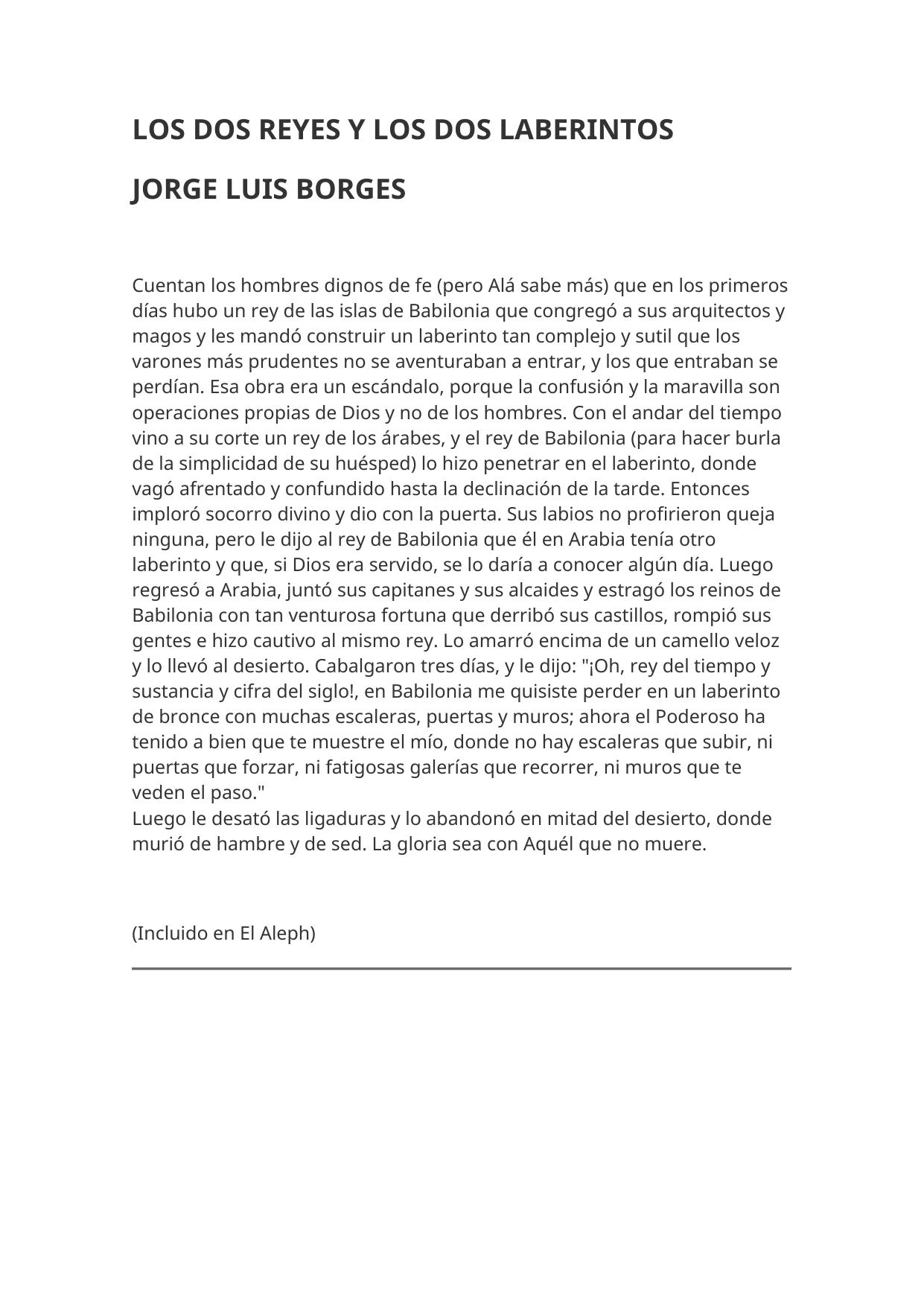 LOS DOS REYES Y LOS DOS LABERINTOS