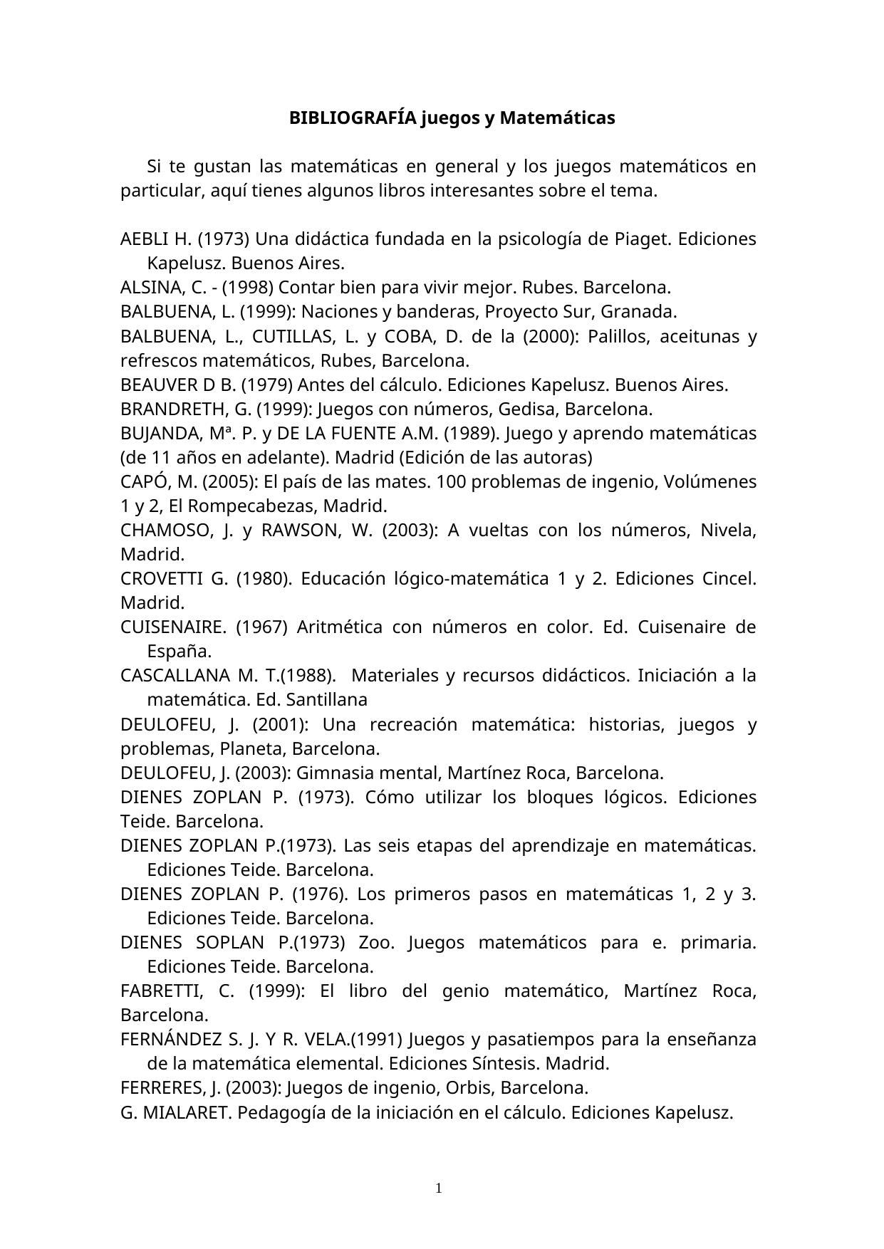 BIBLIOGRAFÍA juegos