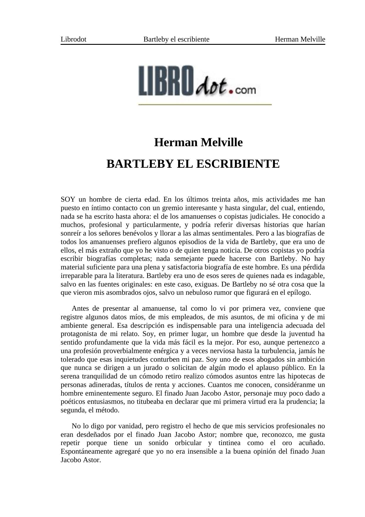 BARTLEBY EL ESCRIBIENTE