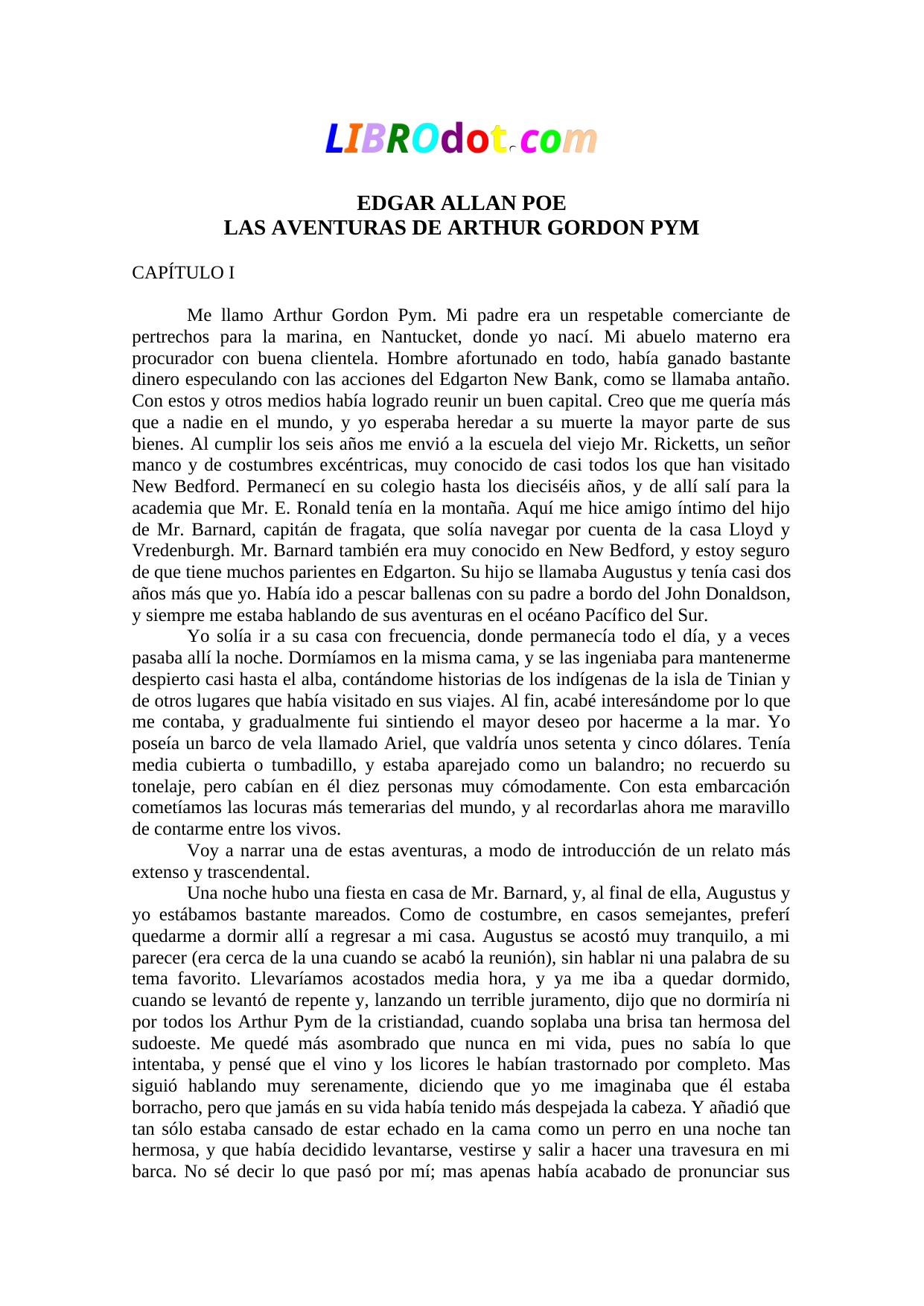 LAS AVENTURAS DE ARTHUR GORDON PYM