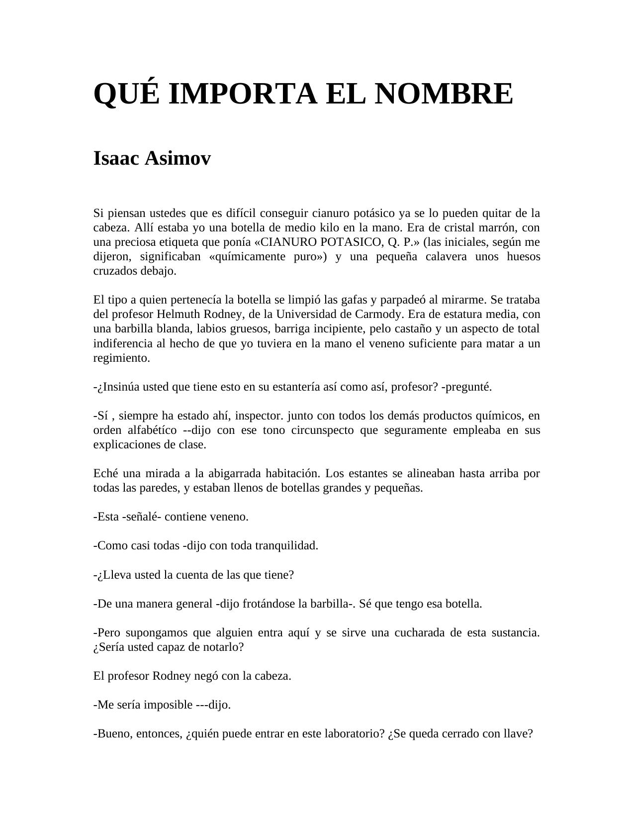 QUÉ IMPORTA EL NOMBRE