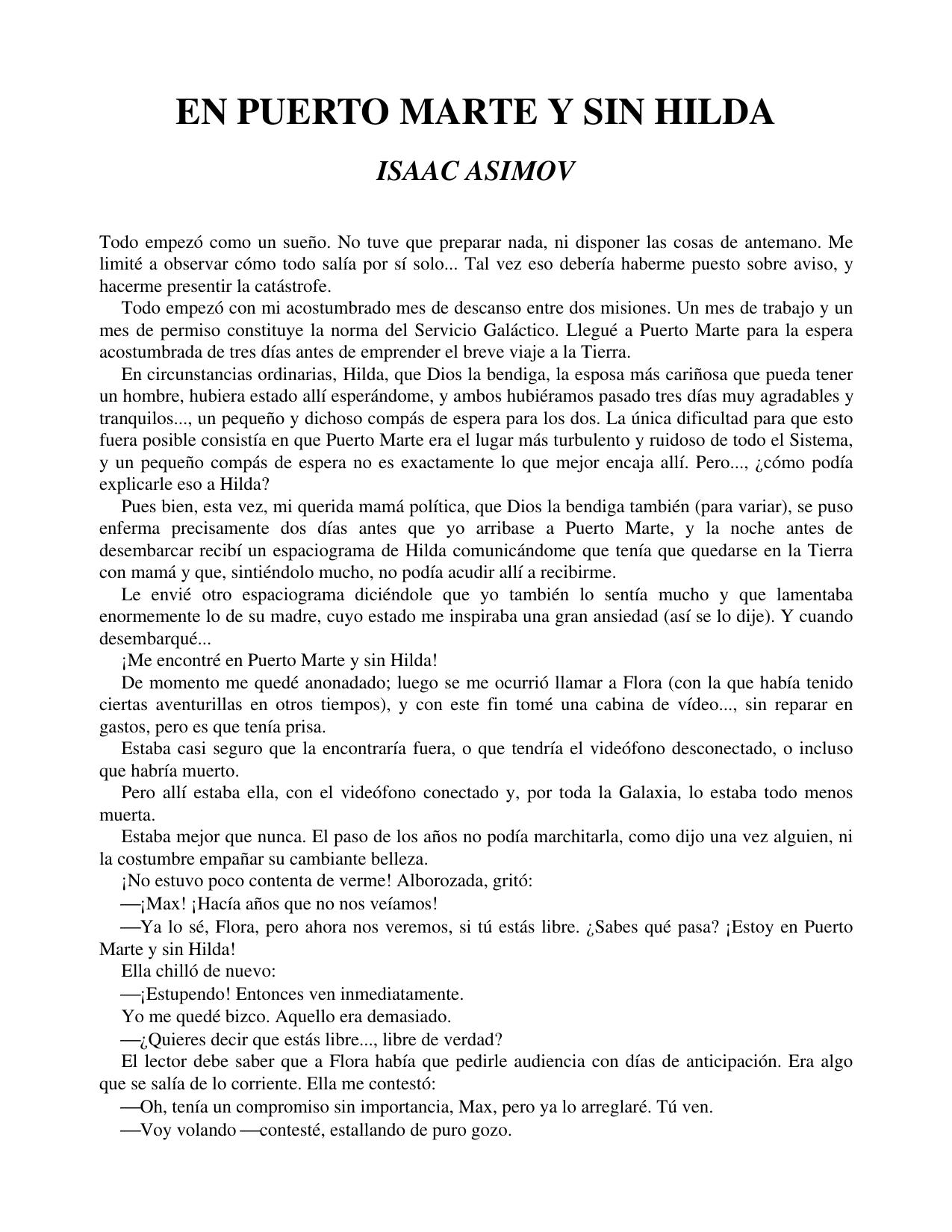 En Puerto Marte y sin Hilda