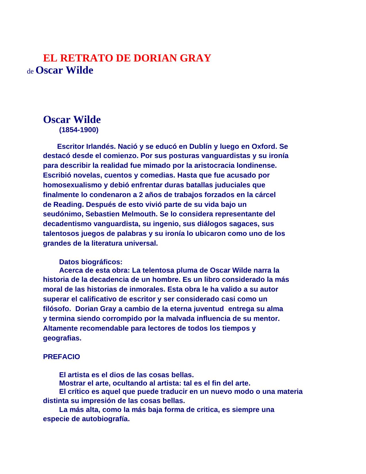 EL RETRATO DE DORIAN GRAY