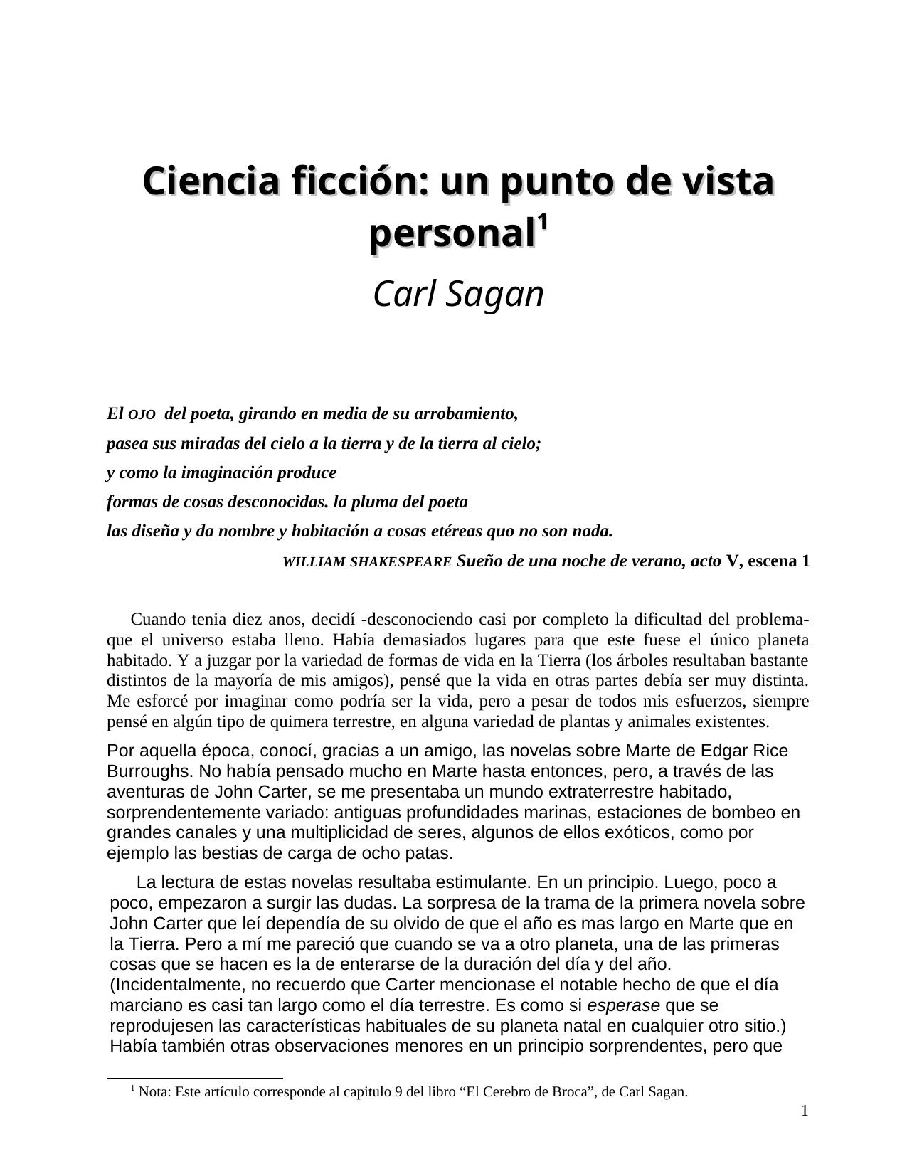 Ciencia ficción: un punto de vista personal
