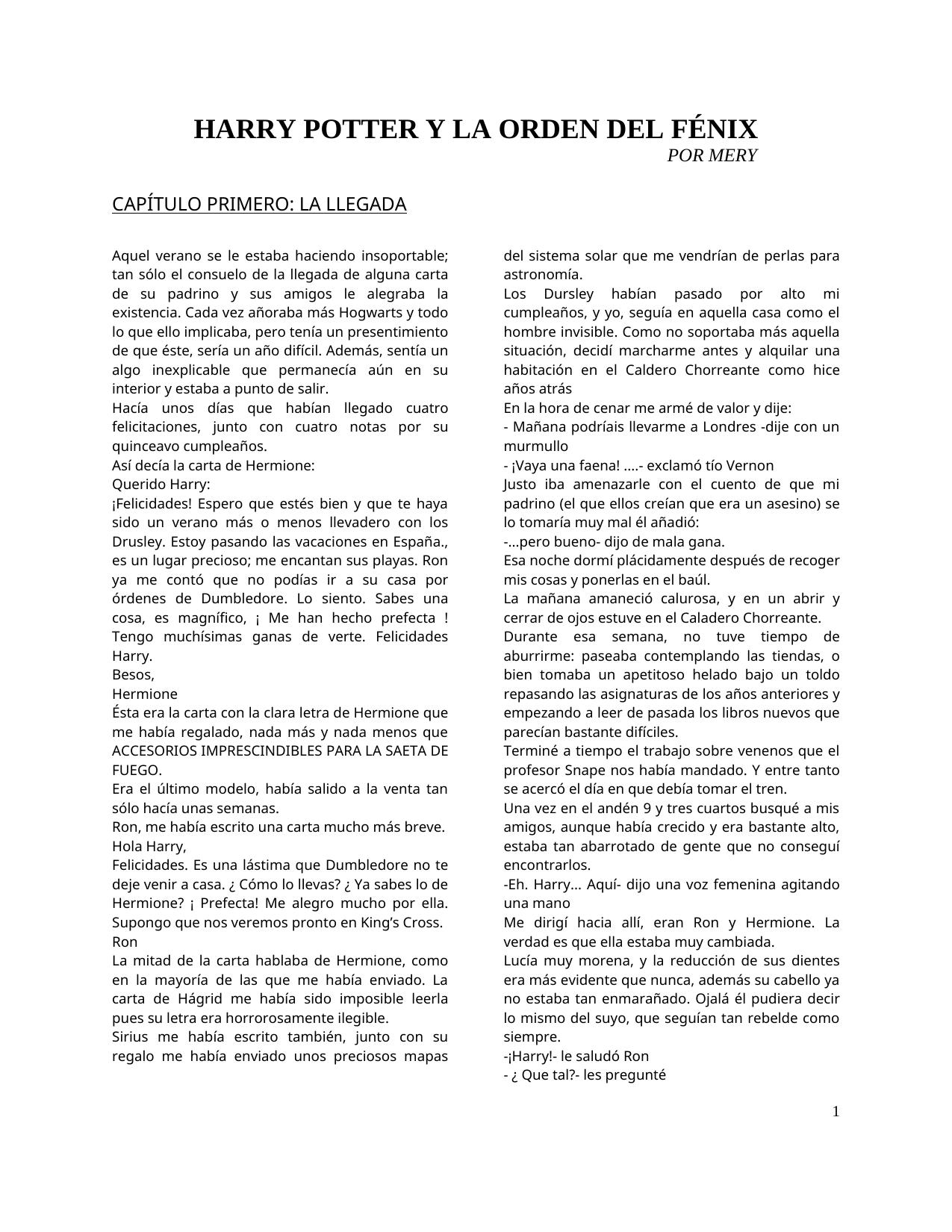 HARRY POTTER Y LA ORDEN DEL FÉNIX - FanFix