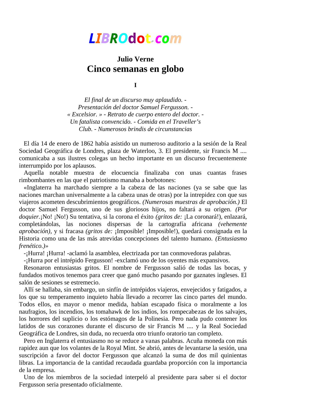 Cinco semanas en globo