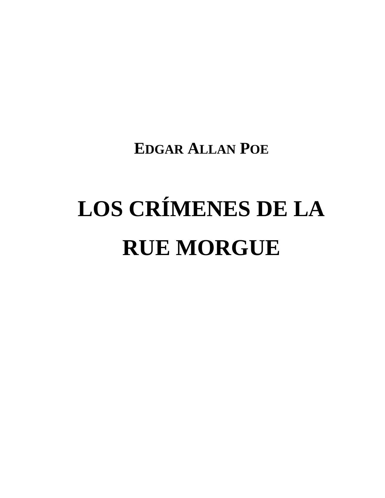 LOS CRÍMENES DE LA RUE MORGUE