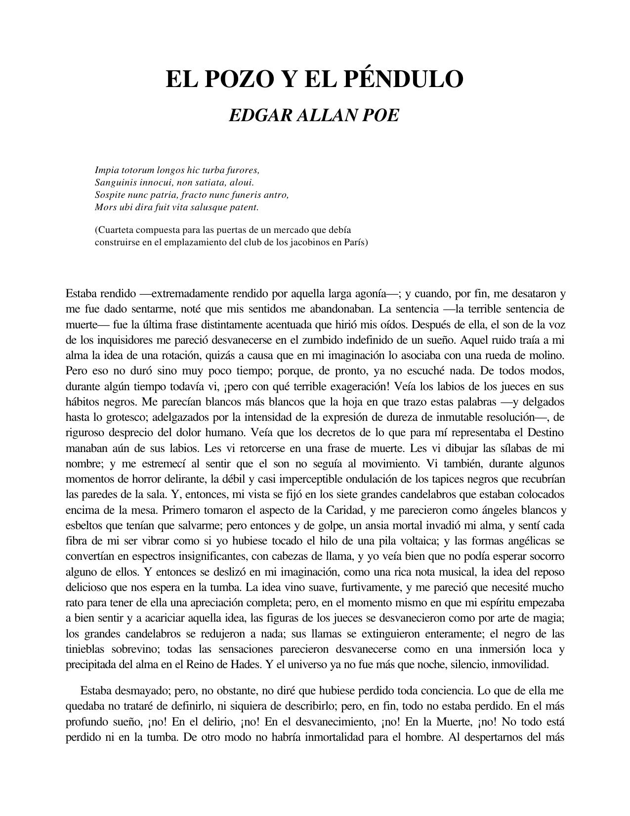 El Pozo y el Péndulo