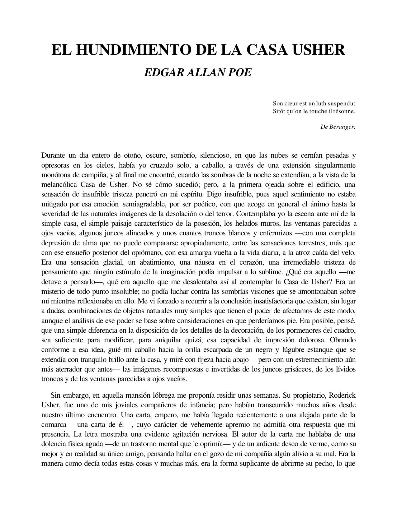 El Hundimiento de la Casa Usher