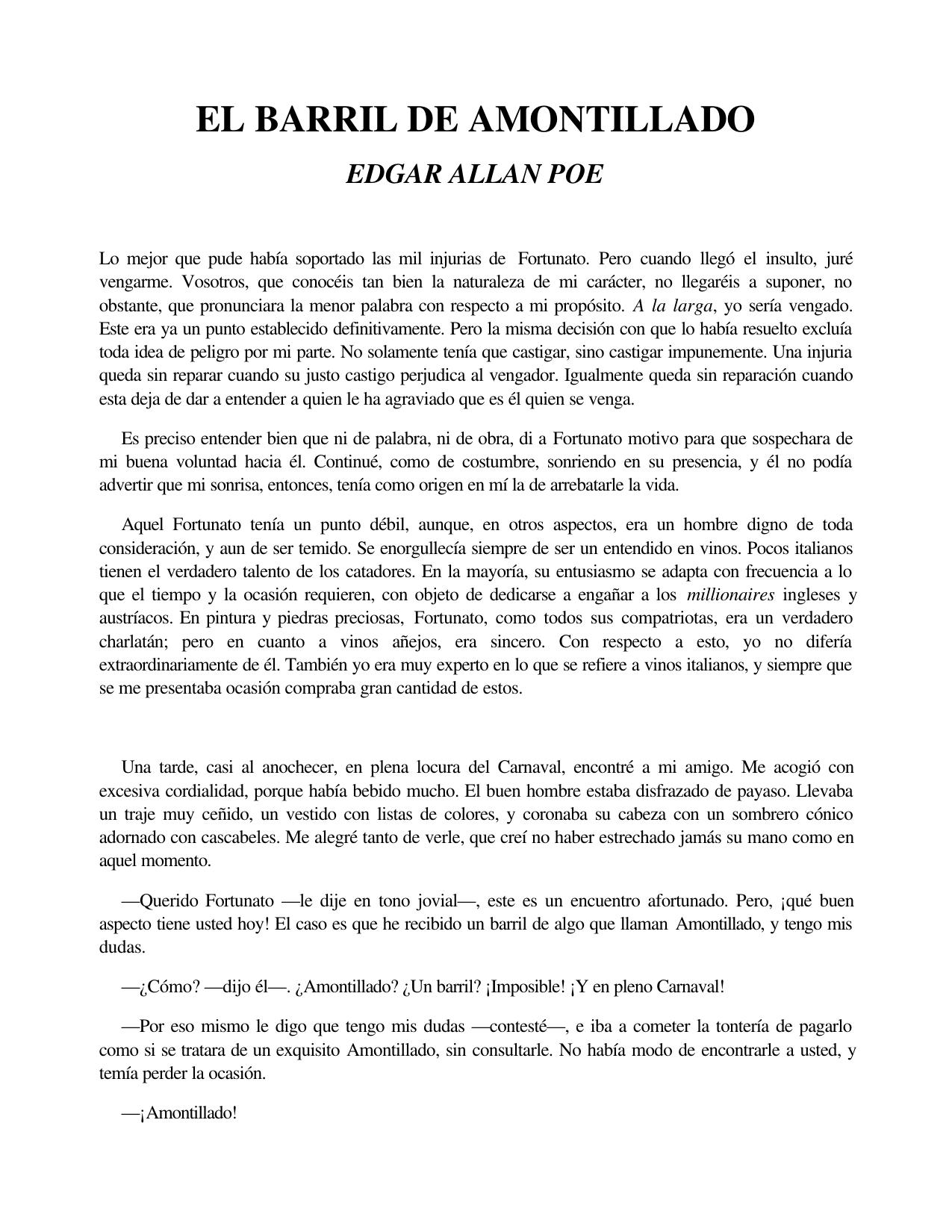 El Barril de Amontillado