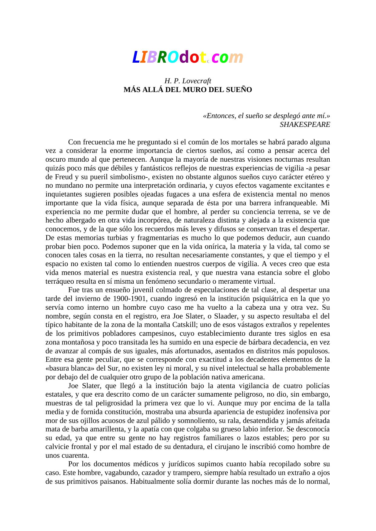 MÁS ALLÁ DEL MURO DEL SUEÑO