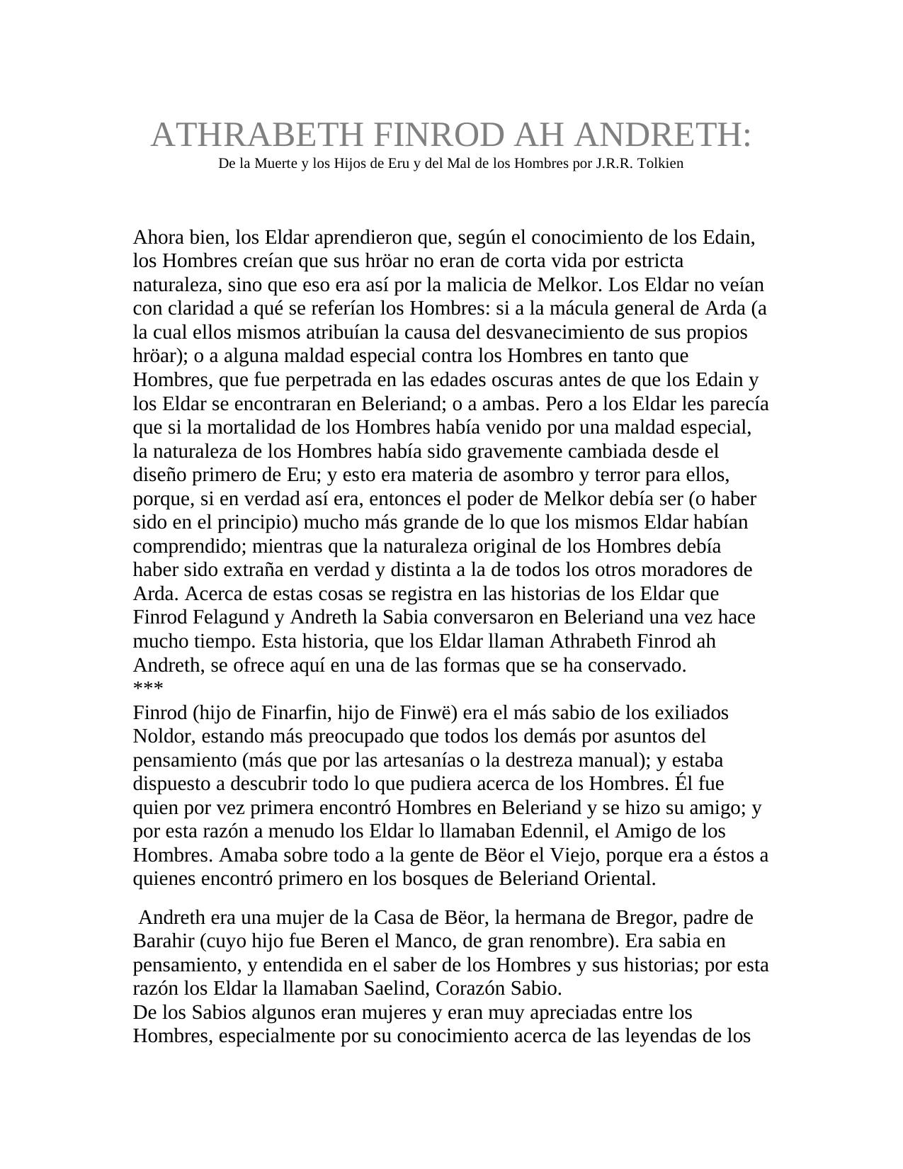 ATHRABETH FINROD AH ANDRETH:
