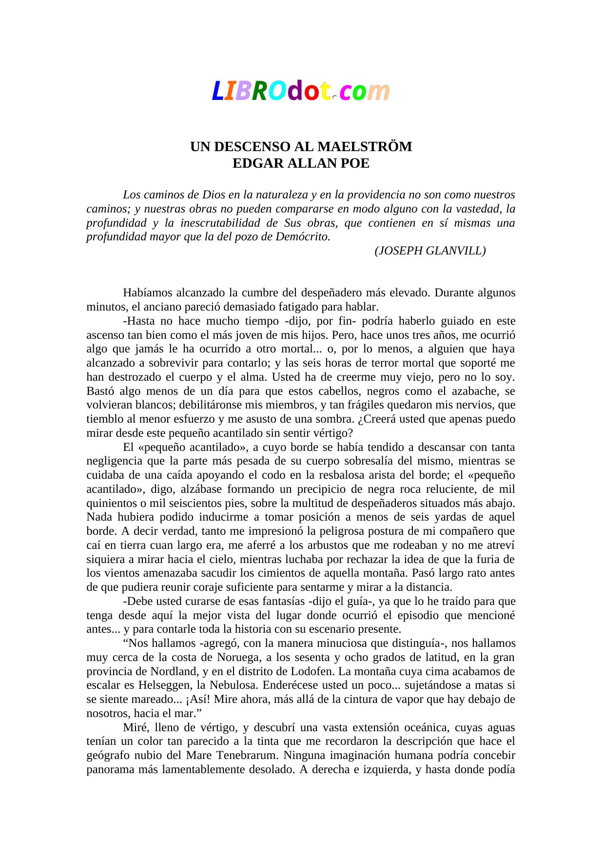 UN DESCENSO AL MAELSTROM